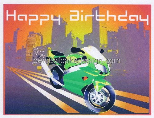 Happy Birthday Motorcycle ~ Edible Cake Topper