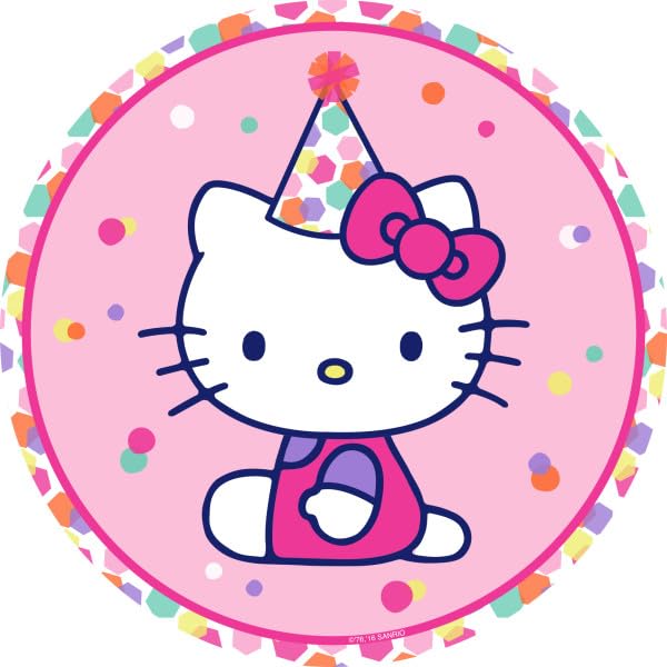 Hello Kitty Party Hat PhotoCake® Edible Cake Topper Icing Image for 8 inch round cake or larger