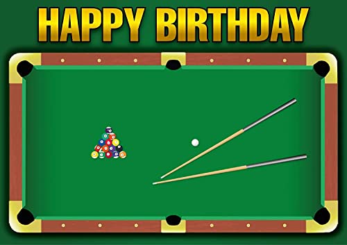 Billiard Themed Pool Table Birthday ~ Edible Icing Image Cake Topper for 1/4 sheet cake or larger