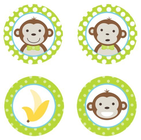 Edible Cupcake Toppers Mod Monkey Boy {Lime Green Decoration