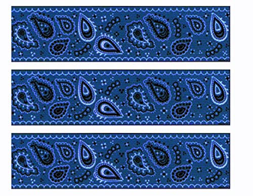 Dark Blue Paisley Bandana Cake Border Side Strips - Edible Cake Side Toppers