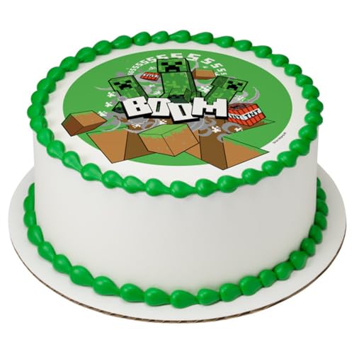 Minecraft BOOM PhotoCake® Edible Cake Topper Icing Image for 6 Inch Round Cake or Larger