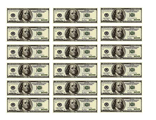 Edible Wafer Sheet Mini 100 Dollar Bills 1/4 Sheet