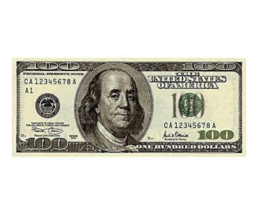 1/4 Sheet Cake - 100 Dollar Bill - Edible Cake or Cupcake Topper - D20004