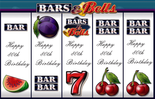 1/4 Sheet - 80th Birthday Casino Slot Machine - Edible Cake/Cupcake Party Topper!!!