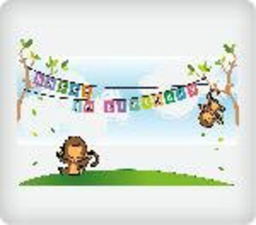 1st Birthday Monkeys Edible Icing Image (1/4 Sheet)