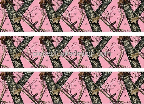 Pink Camo Trees - Side Prints - Edible Cake Topper - D5444