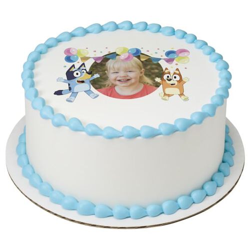 Bluey Party Fun PhotoCake® Edible Image® Frame on 6 Inch Round or Larger