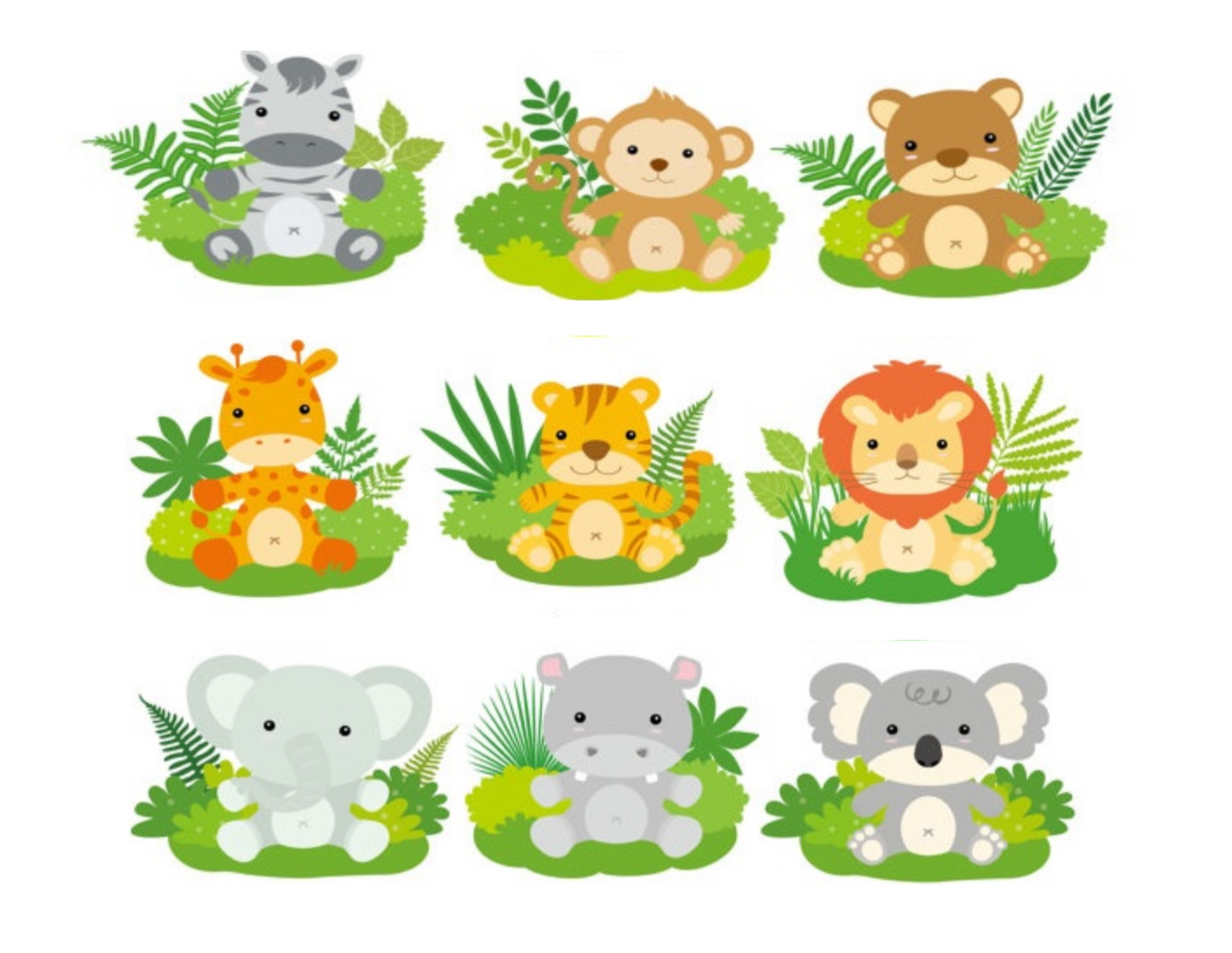 Baby Jungle Animals Edible Cake Border