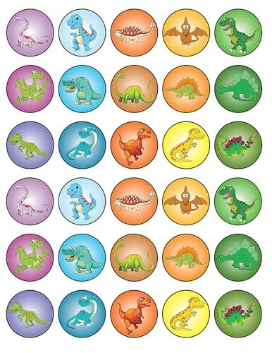 30 x Dinosaur Themed Edible Cupcake Toppers | Uncut on Wafer Sheet- Qty 30-1.5 each