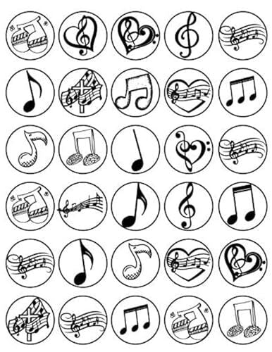 30 x Music Note Themed Edible Cupcake Toppers | Uncut on Wafer Sheet- Qty 30-1.5 each