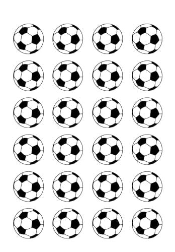 30 x Soccerball Themed Edible Cupcake Toppers | Uncut on Wafer Sheet- Qty 30-1.5 each