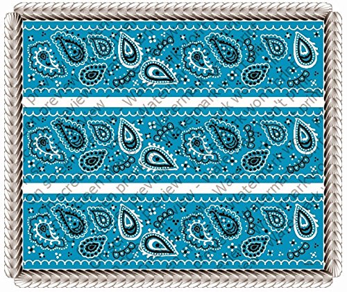 Light Blue Bandana Print Edible Cake Side Border