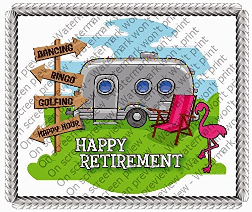 1/4 Sheet Cake - Happy Retirement - Edible Cake or Cupcake Topper - D639