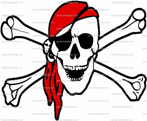 1/4 ~ Pirate Skull Bandana & Crossbones Birthday ~ Edible Cake/Cupcake Topper!!!