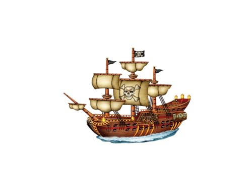 Pirate Ship Edible Cake Topper- 6" Round