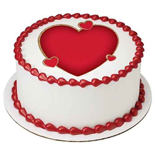 Red Hearts Valentine Valentines PhotoCake® Edible Cake Topper Icing Image for 8 inch round cake or larger