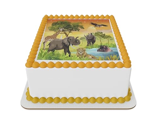 Jungle animals safari Edible Icing Sheets for 1/4 Sheet cake ot larger