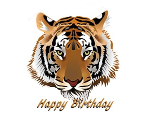 Happy Birthday Tiger Image Edible Cake Topper-1/4 Sheet