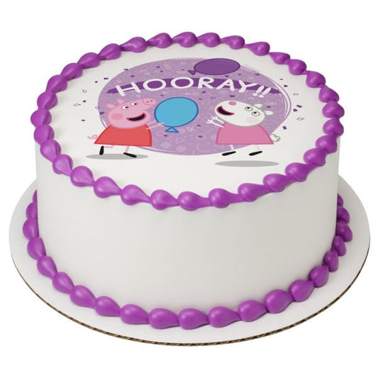 Peppa Pig Hooray PhotoCake® Edible Cake Topper Icing Image for 6 inch Round cake or larger