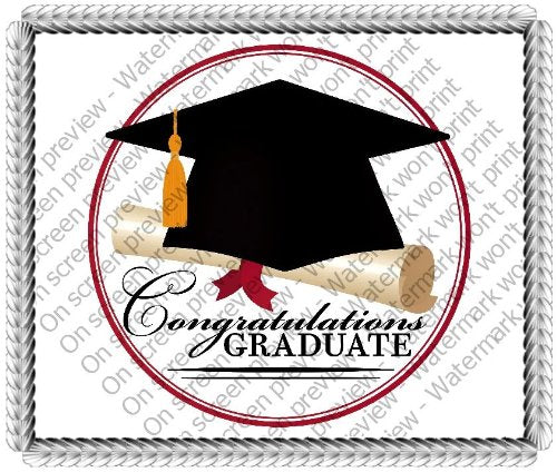 6" Round ~ Congratulations Graduate Graduation Cap ~ Edible Cake/Cupcake Topper - D973