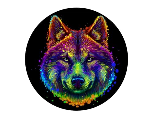 Colorful Wolf Edible Cake Topper- 8" Round