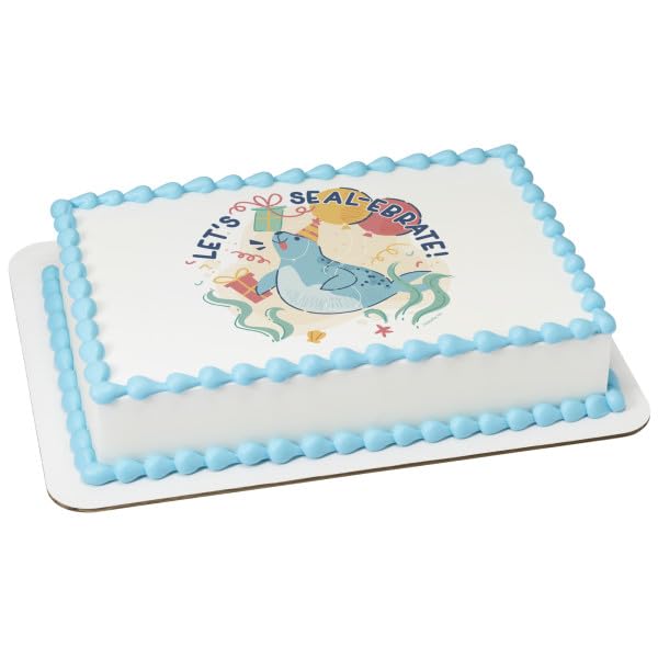 Lets Seal-abrate! Summer PhotoCake® Edible Cake Topper Icing Image,