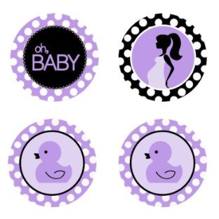 Edible Cupcake Toppers Baby Shower Purple Decoration