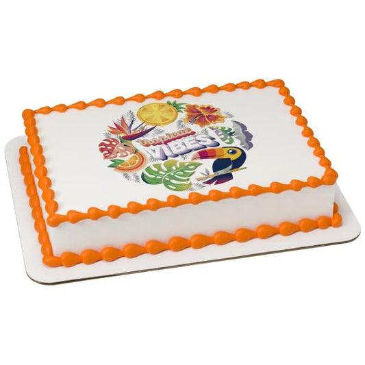 Tropical Vibes Hawaiian PhotoCake® Edible Cake Topper Icing Image,