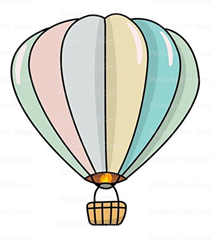 Pastel Hot Air Balloon Birthday - Edible Cake or Cupcake Topper