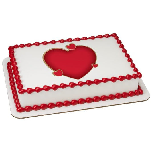 Red Hearts Valentine Valentines PhotoCake® Edible Cake Topper Icing Image for 1/4 Sheet cake or larger