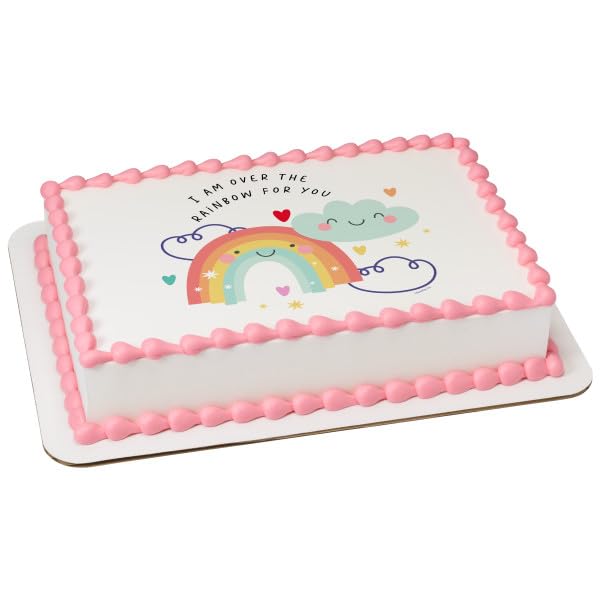 Over The Rainbow For You Valentines PhotoCake® Edible Cake Topper Icing Image for 1/4 Sheet cake or larger