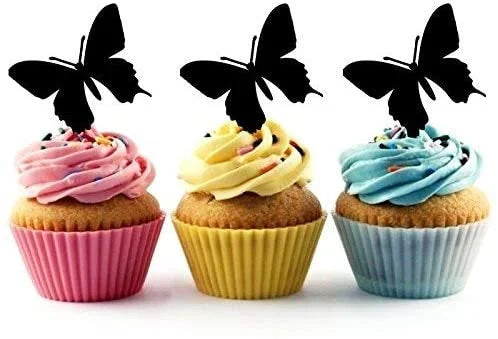 Butterfly Silhouette Acrylic Cupcake Toppers 12 pcs