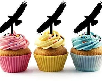 Soaring Eagle Silhouette Acrylic Cupcake Toppers 12 pcs