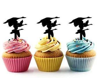 Flying Geese Silhouette Acrylic Cupcake Toppers 12 pcs