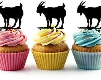 Billy Goat Silhouette Acrylic Cupcake Toppers 12 pc