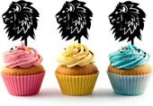 Lion  Profile Silhouette Acrylic Cupcake Toppers 12 pcs