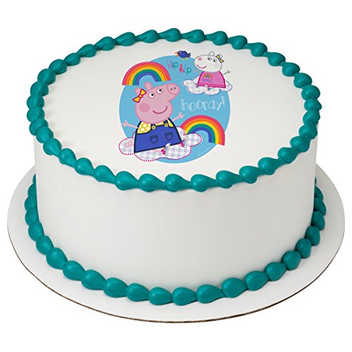 Peppa Pig Hip Hip Hooray PhotoCake® Edible Cake Topper Icing Image for 8 inch round cake or larger