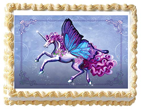 Unicorn Lilac Edible Icing Image Cake Topper (1/4 Sheet)