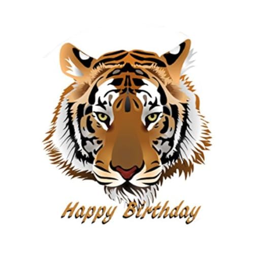 Happy Birthday Tiger Image Edible Cake Topper- 8" Round