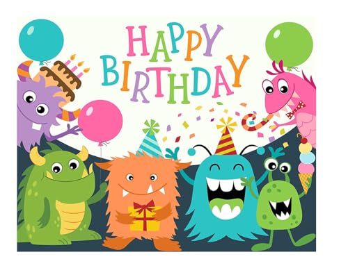 Monsters Happy Birthday Edible Cake Topper-1/4 sheet