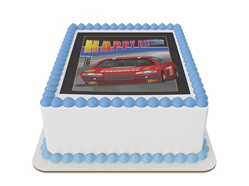 Red Race car Edible Icing Sheet cake topper for 1/4 Sheet cake or larger