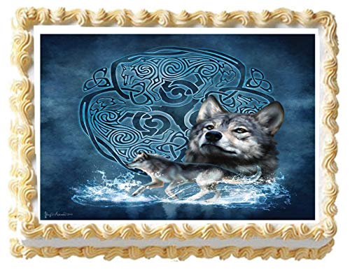 Celtic Wolf Edible Icing Image Cake Topper (1/4 Sheet)