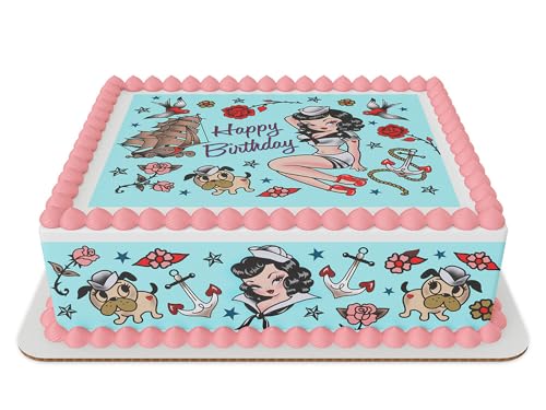 Suzy the Sailor Happy Birthdad Edible Icing Sheets- Assorted Image Cake Toppers-Frosting Sheets- Cookies- Cupcake Toppers