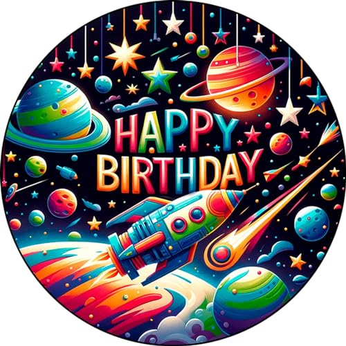 SpaceThemed Edible Icing Sheets- Assorted Image Cake Toppers-Frosting Sheets- Cookies- Cupcake Toppers for 8 inch Round Cake or Larger