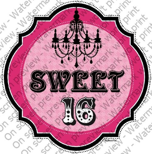 1/4 Sheet ~ Sweet 16 Girl Birthday ~ Edible Cake/Cupcake Topper - D384