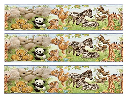 Baby shower Jungle Animals Designer Strips Edible Cake Side Toppers (3 Strips)