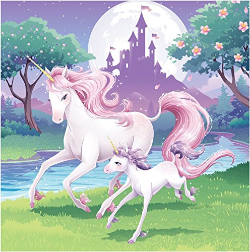 Pink Unicorns & Castle Edible Cake Topper-1/4 Sheet