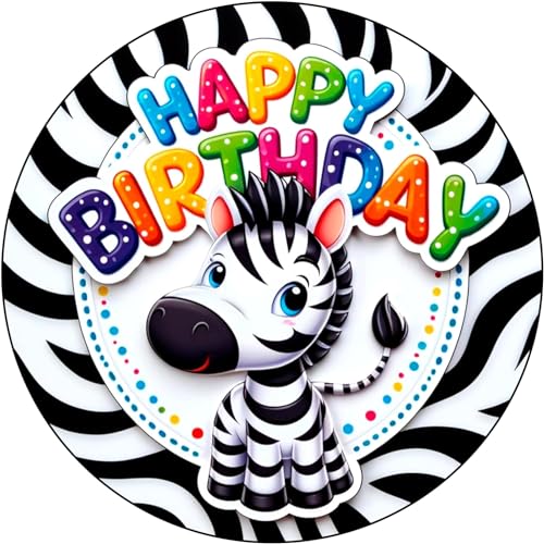 Zebra Animal Themed Edible Cake Topper Icing Image for 8 inch round cake or larger