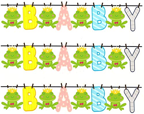 3 ~ BABY Shower Clothesline & Frog Designer Strip ~ Edible Cake/Cupcake Topper!!!